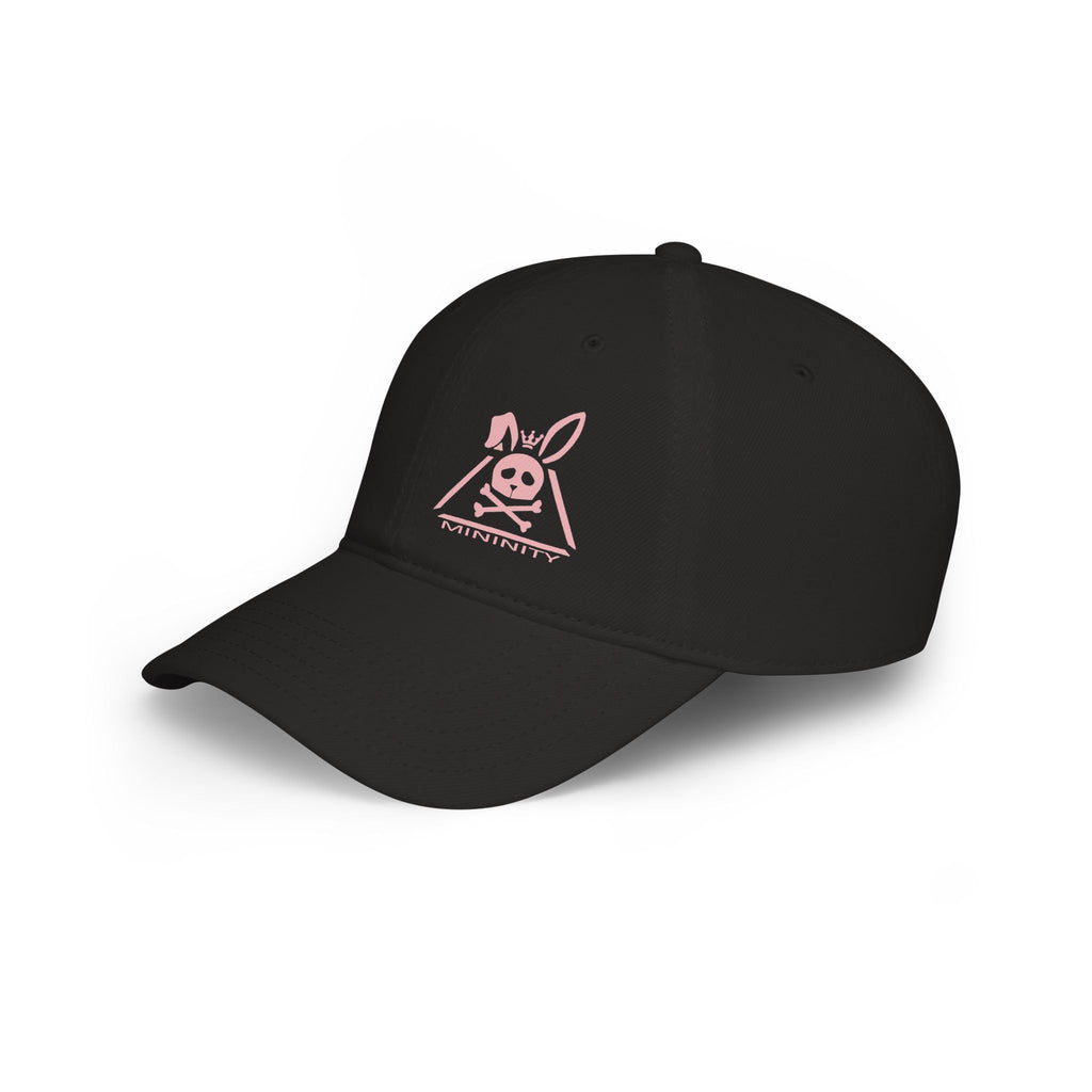 Low Profile Baseball Cap — Pink Bunny Skull Logo Embroidered Hat