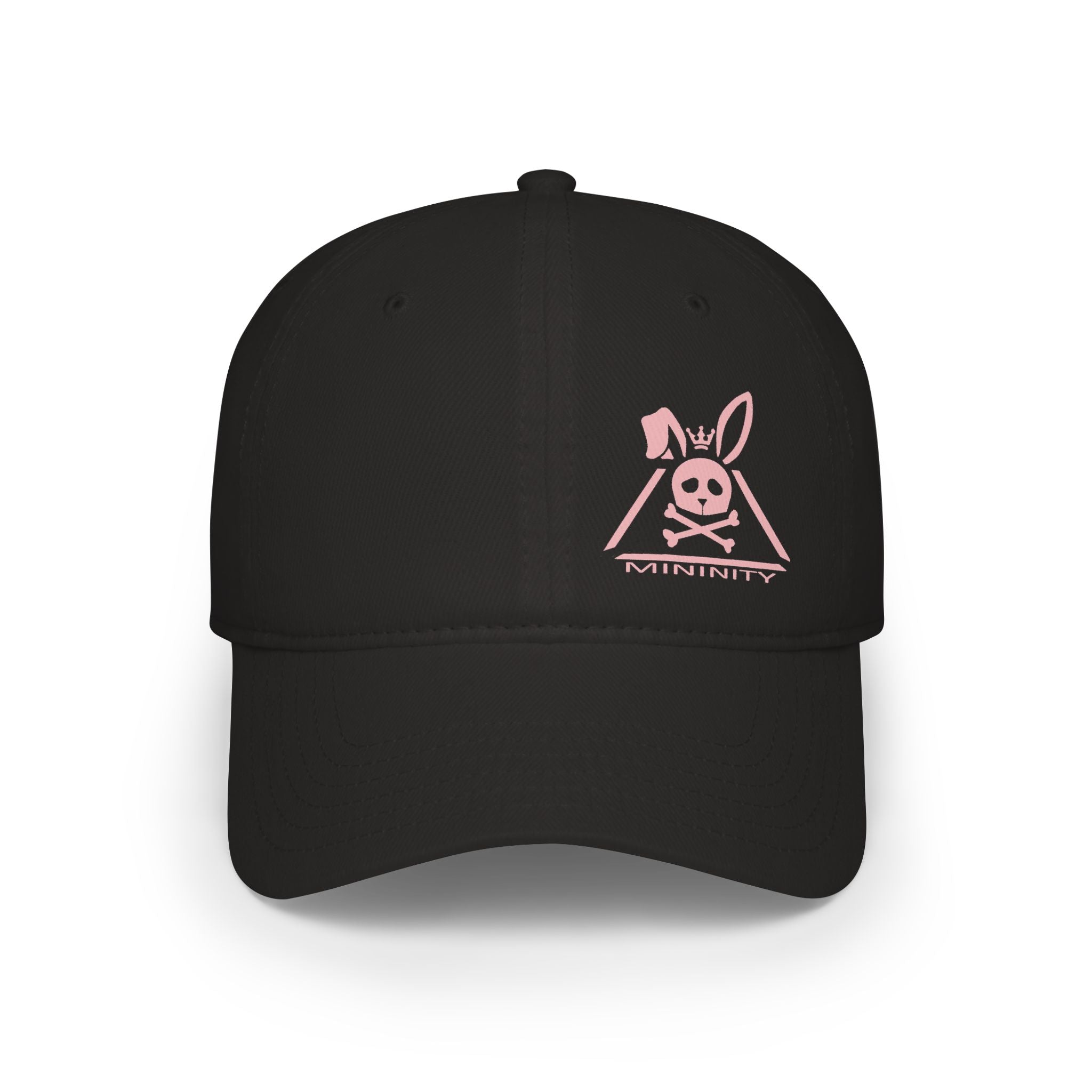 Low Profile Baseball Cap — Pink Bunny Skull Logo Embroidered Hat